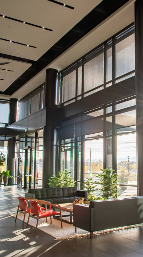 Building interior with custom fabricated columns